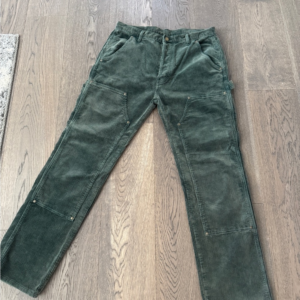 MNML Dark Green Corduroy Utility Jeans